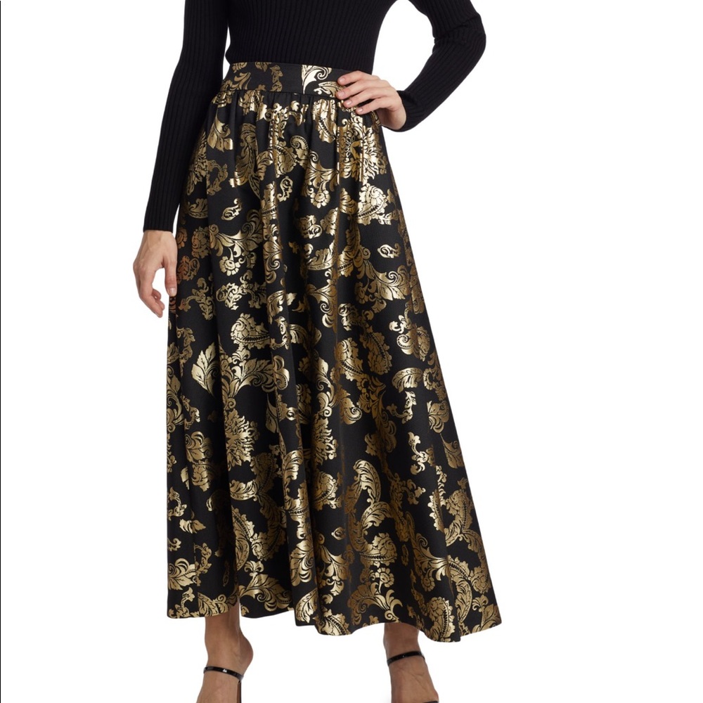 Alice Olivia Earla High-Waisted Flare Midi Skirt